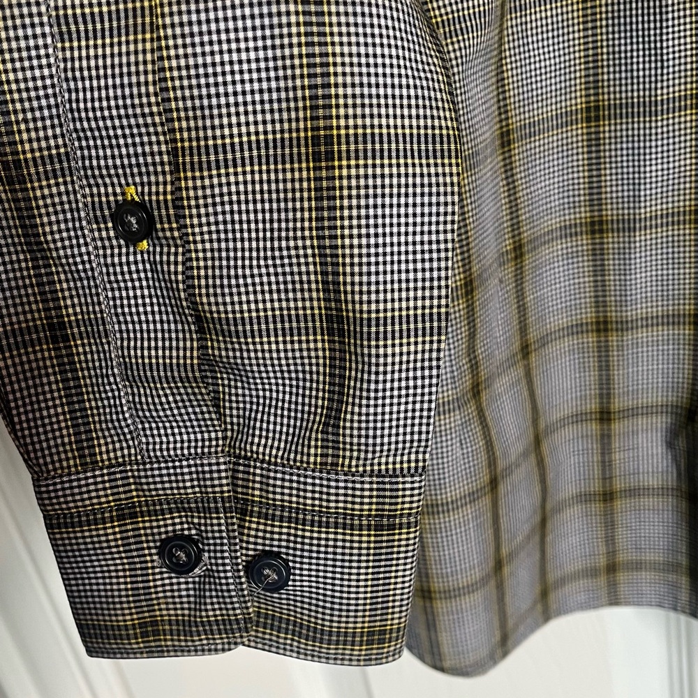 BOSS Hugo Boss Long Sleeve Button Down Sz Large Shirt Slim Fit Gray with Plaid - Picture 3 of 11
